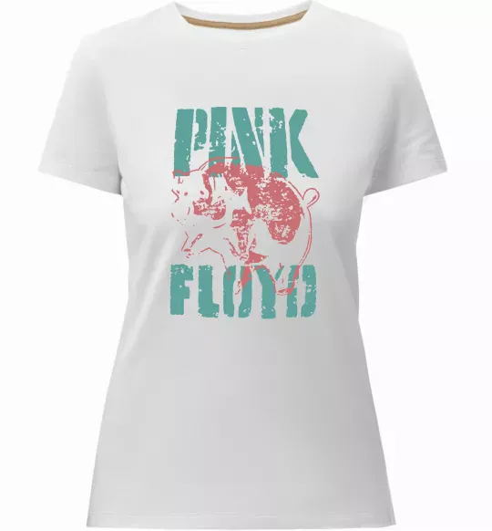 Женская премиум футболка Pink Floyd Pig Белый фото