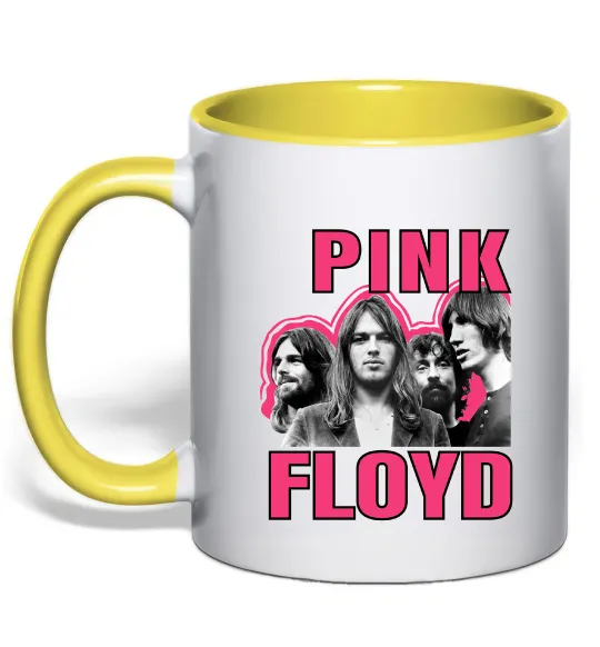 Чашка с цветной ручкой Pink Floyd photo Лимонный фото