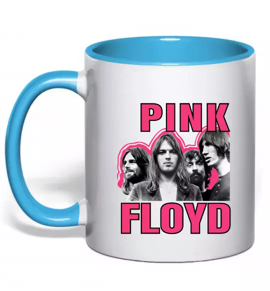 Чашка с цветной ручкой Pink Floyd photo Голубой фото