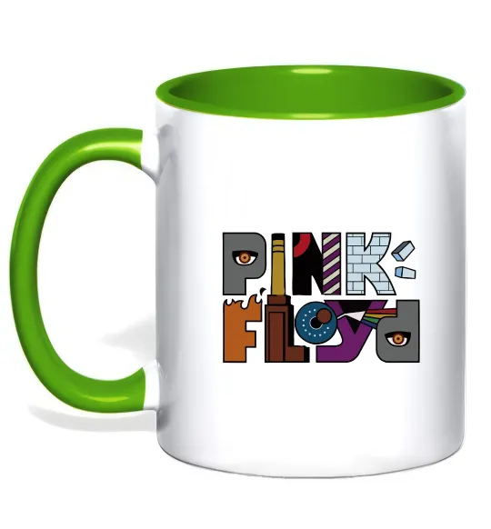 Чашка с цветной ручкой Арт Pink Floyd Лаймовый фото