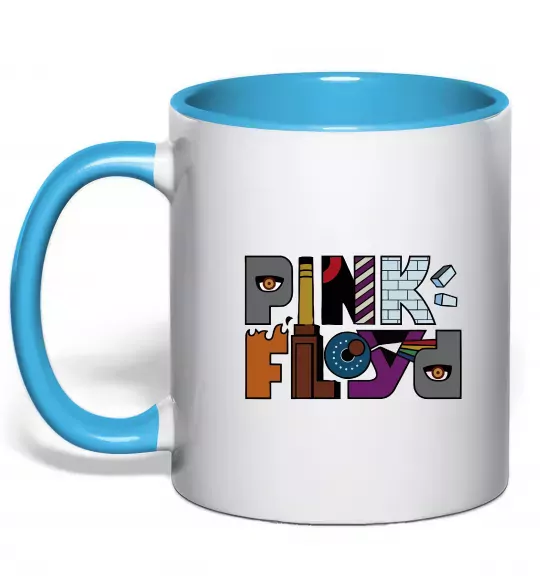 Чашка с цветной ручкой Арт Pink Floyd Голубой фото