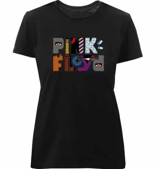 Женская премиум футболка Арт Pink Floyd Черный фото