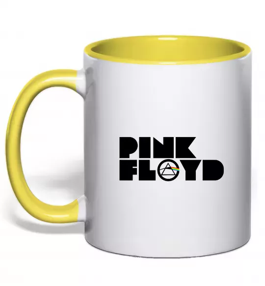 Чашка с цветной ручкой Pink Floyd напис Солнечно желтый фото