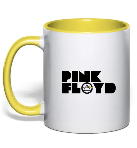 Чашка с цветной ручкой Pink Floyd напис Лимонный фото