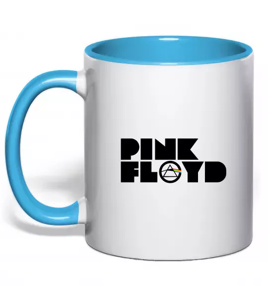 Чашка с цветной ручкой Pink Floyd напис Голубой фото