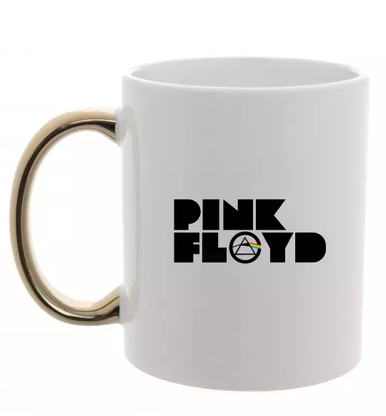 Чашка с цветной ручкой Pink Floyd напис Золото фото