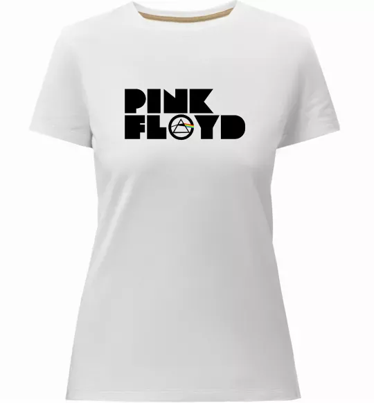 Женская премиум футболка Pink Floyd напис Белый фото
