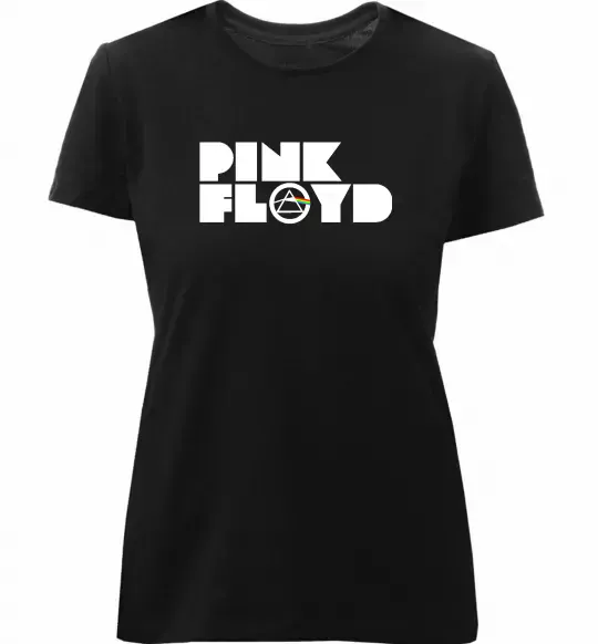 Женская премиум футболка Pink Floyd напис Черный фото