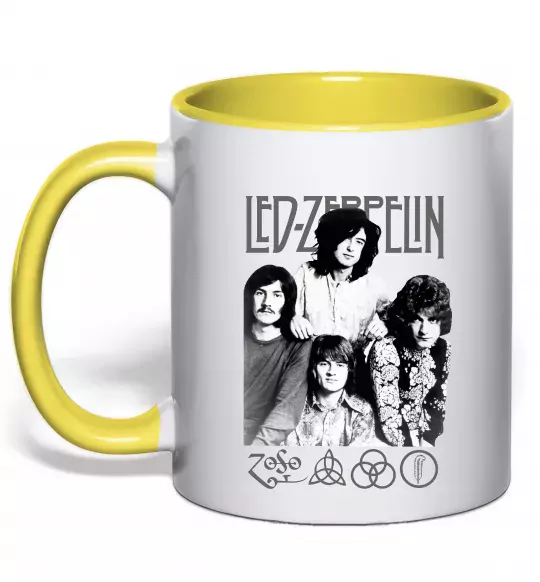 Чашка с цветной ручкой Led Zeppelin фото Солнечно желтый фото