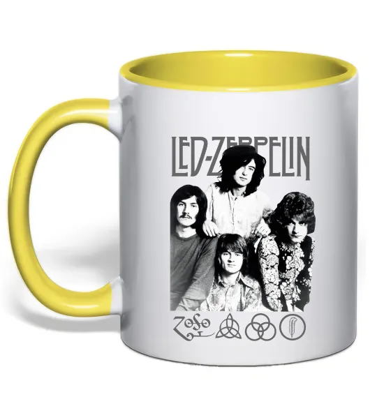 Чашка с цветной ручкой Led Zeppelin фото Лимонный фото