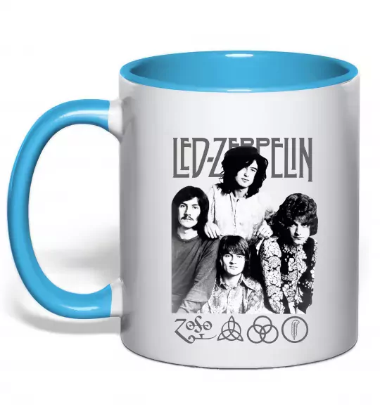 Чашка с цветной ручкой Led Zeppelin фото Голубой фото