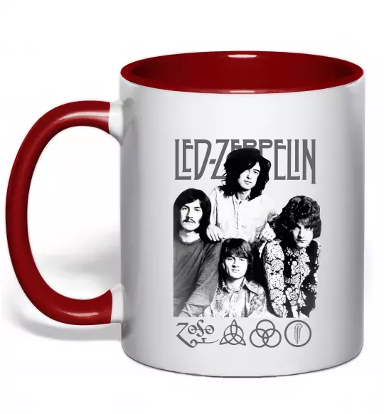 Чашка с цветной ручкой Led Zeppelin фото Красный фото