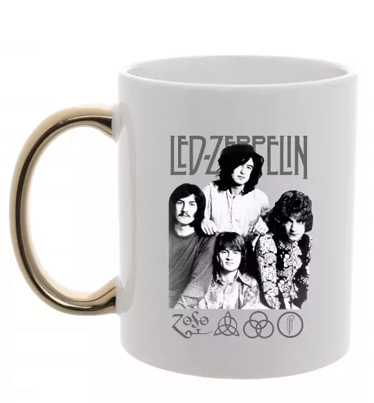 Чашка с цветной ручкой Led Zeppelin фото Золото фото