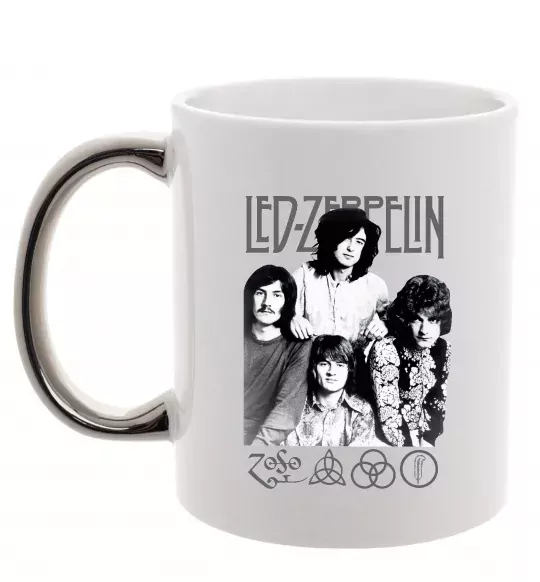Чашка с цветной ручкой Led Zeppelin фото Серебро фото