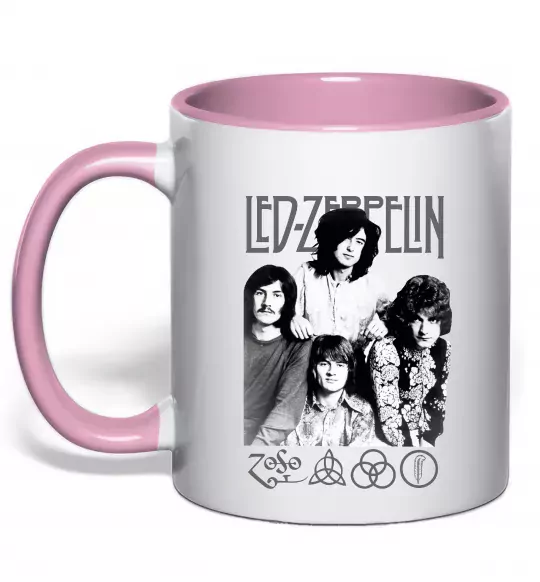 Чашка с цветной ручкой Led Zeppelin фото Нежно розовый фото
