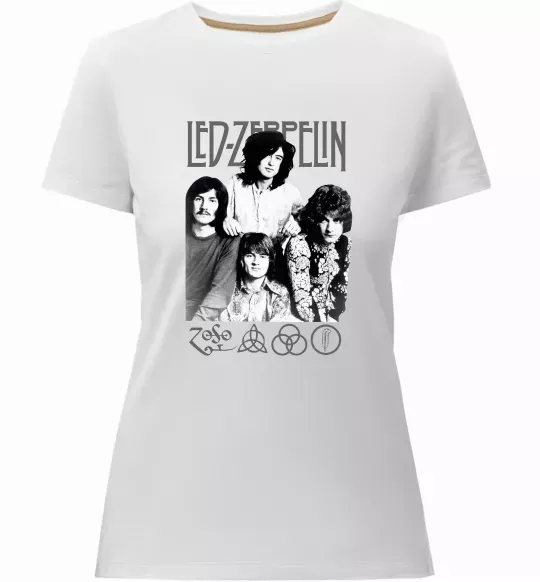 Женская премиум футболка Led Zeppelin фото Белый фото