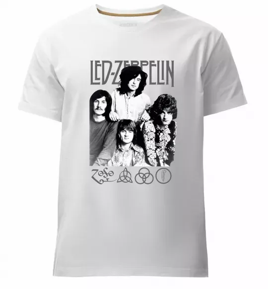 Мужская премиум футболка Led Zeppelin фото Белый фото