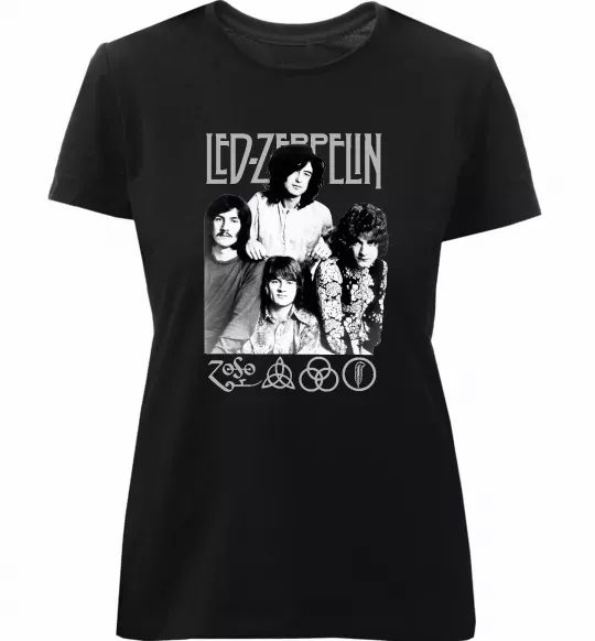 Женская премиум футболка Led Zeppelin фото Черный фото
