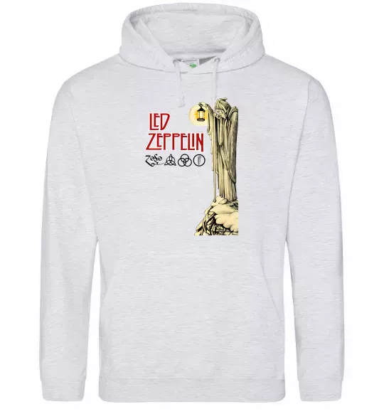 Мужская толстовка (худи) Led Zeppelin Статуя Серый меланж фото