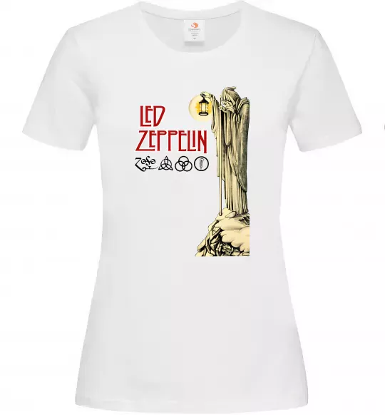 Женская футболка Led Zeppelin Статуя Белый фото