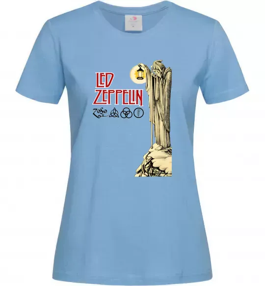 Женская футболка Led Zeppelin Статуя Голубой фото