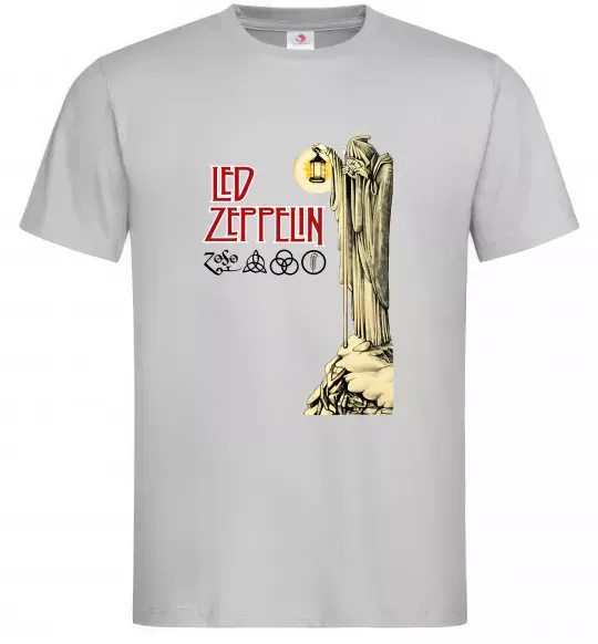 Мужская футболка Led Zeppelin Статуя Серый фото