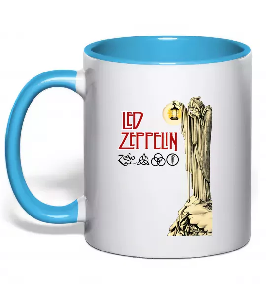 Чашка с цветной ручкой Led Zeppelin Статуя Голубой фото