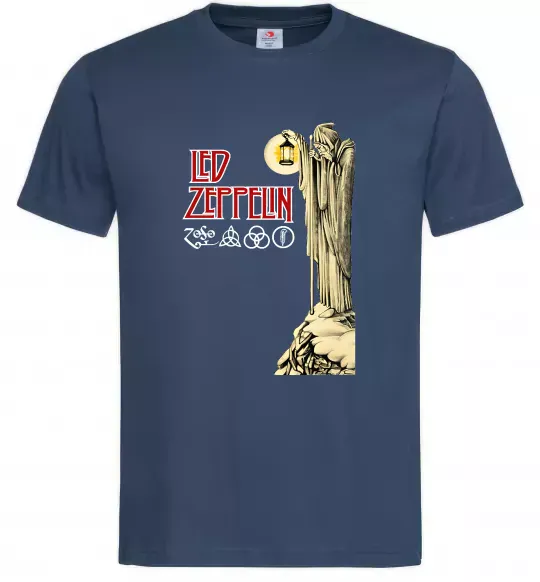 Мужская футболка Led Zeppelin Статуя Темно-синий фото