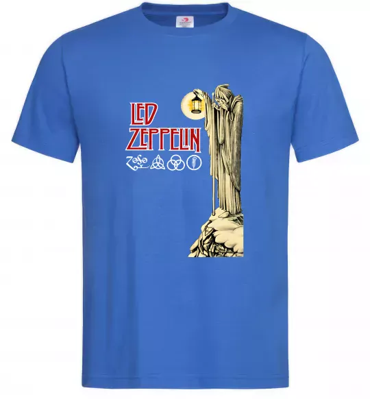 Мужская футболка Led Zeppelin Статуя Ярко-синий фото