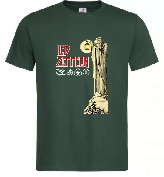 Мужская футболка Led Zeppelin Статуя Темно-зеленый фото