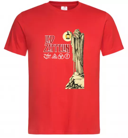 Мужская футболка Led Zeppelin Статуя Красный фото