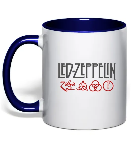 Чашка с цветной ручкой Led Zeppelin logo знаки Глубокий темно-синий фото
