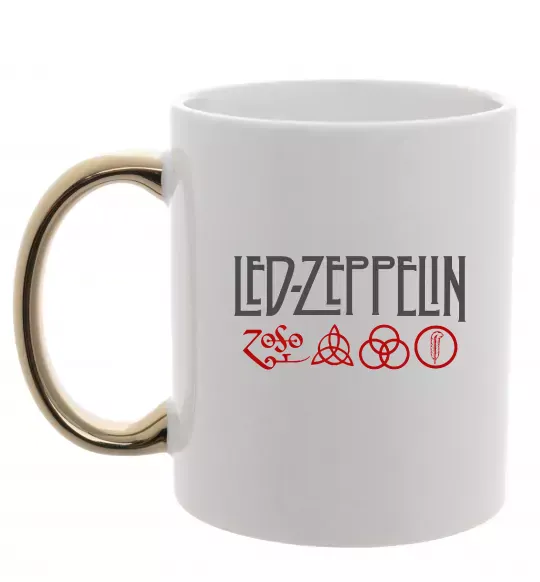 Чашка с цветной ручкой Led Zeppelin logo знаки Золото фото