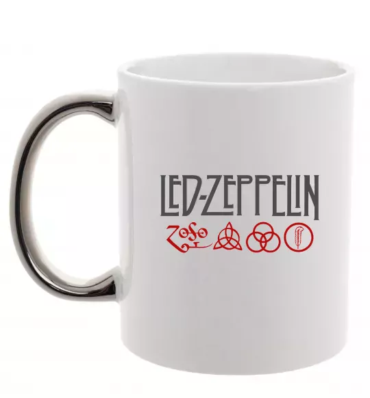 Чашка с цветной ручкой Led Zeppelin logo знаки Серебро фото