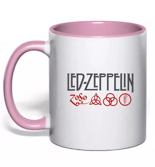Чашка с цветной ручкой Led Zeppelin logo знаки Нежно розовый фото