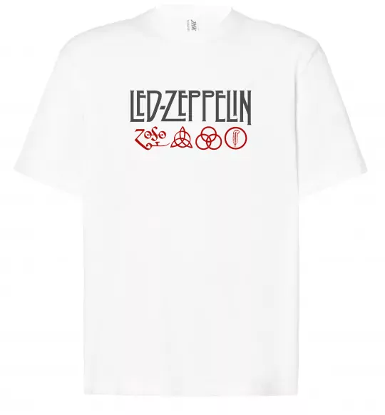 Футболка Оверсайз Led Zeppelin logo знаки Белый фото