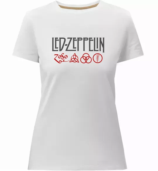 Женская премиум футболка Led Zeppelin logo знаки Белый фото
