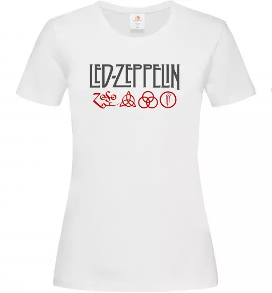 Женская футболка Led Zeppelin logo знаки Белый фото