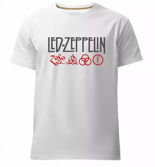 Мужская премиум футболка Led Zeppelin logo знаки Белый фото