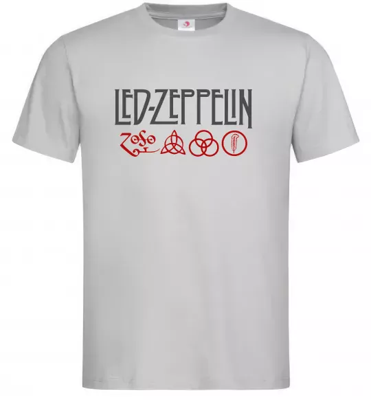 Мужская футболка Led Zeppelin logo знаки Серый фото