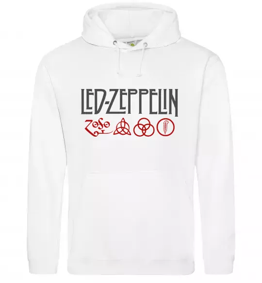 Мужская толстовка (худи) Led Zeppelin logo знаки Белый фото