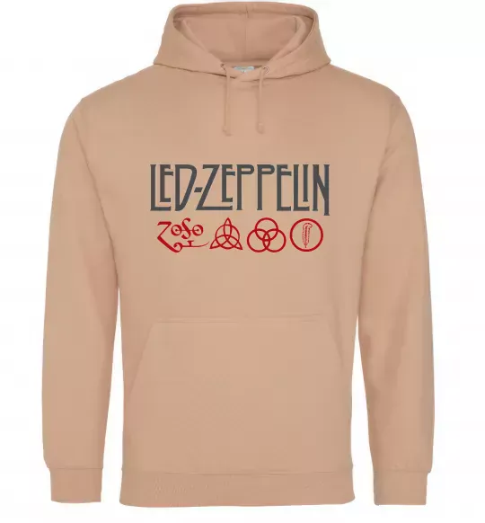 Мужская толстовка (худи) Led Zeppelin logo знаки Песочный фото