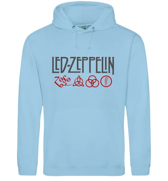 Жіноча толстовка (худі) Led Zeppelin logo знаки Блакитний фото