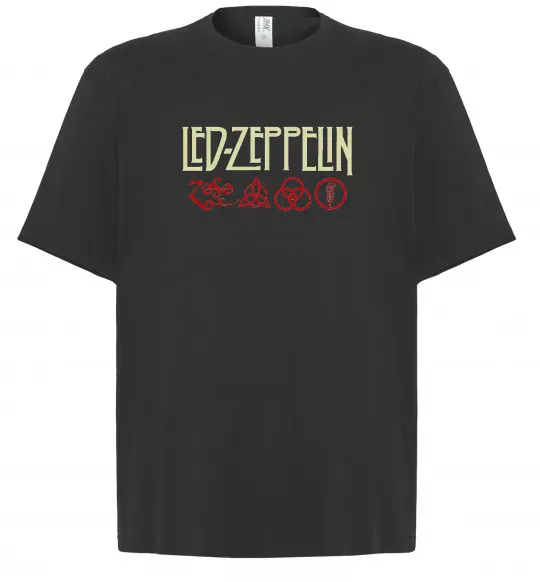 Футболка Оверсайз Led Zeppelin logo знаки Черный фото