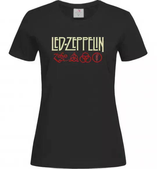 Женская футболка Led Zeppelin logo знаки Черный фото