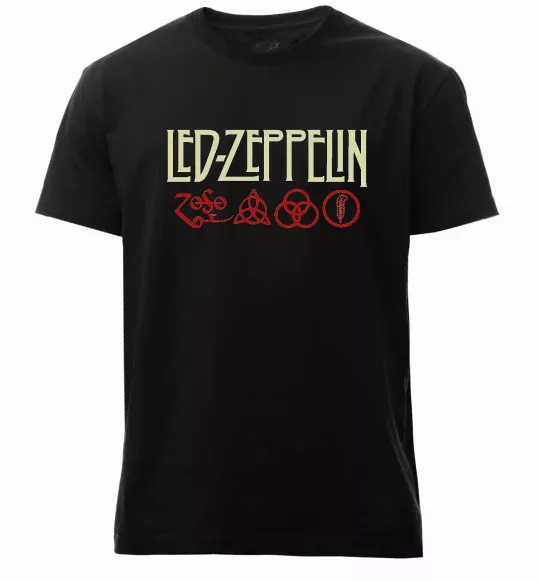 Мужская премиум футболка Led Zeppelin logo знаки Черный фото