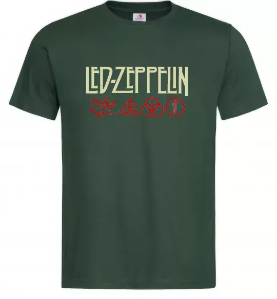 Мужская футболка Led Zeppelin logo знаки Темно-зеленый фото
