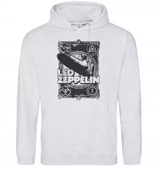 Женская толстовка (худи) Led Zeppelin Дирижабль Серый меланж фото