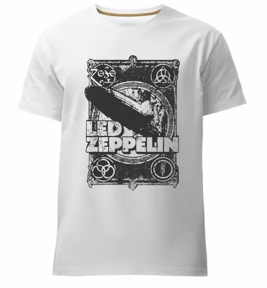 Мужская премиум футболка Led Zeppelin Дирижабль Белый фото
