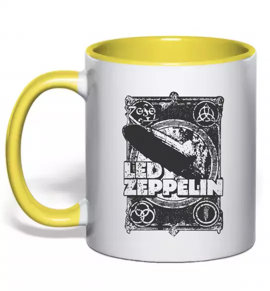 Чашка с цветной ручкой Led Zeppelin Дирижабль Солнечно желтый фото